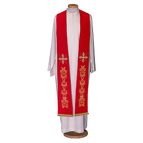Stole 100% polyester machine embroidered with cross and golden decorations Gamma