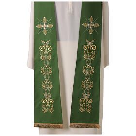 Stole 100% polyester machine embroidered with cross and golden decorations Gamma