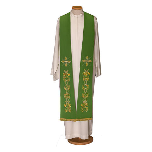 Stole 100% polyester machine embroidered with cross and golden decorations Gamma 1