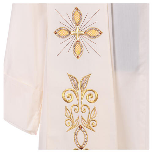 Stole 100% polyester machine embroidered with cross and golden decorations Gamma 4