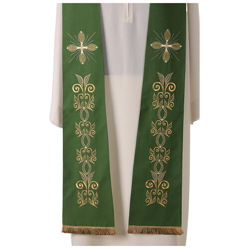 Stole 100% polyester machine embroidered with cross and golden decorations Gamma 2