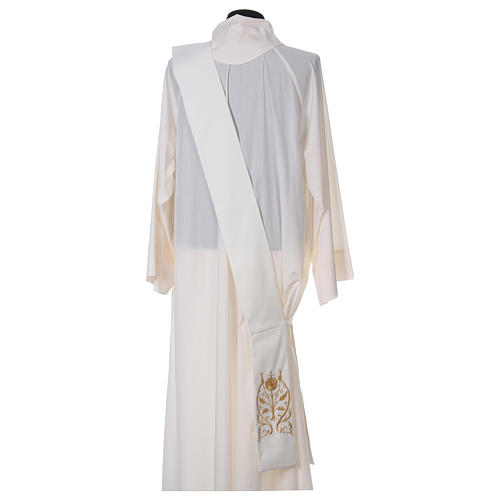 Diaconal stole with IHS symbol in polyester, ivory 4