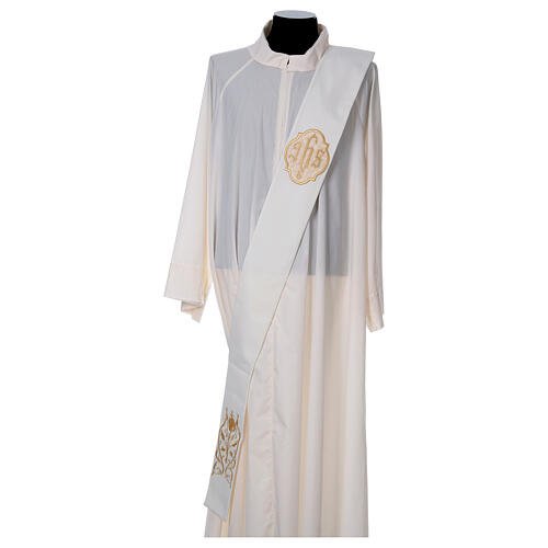 Deacon IHS stole in ivory polyester 1