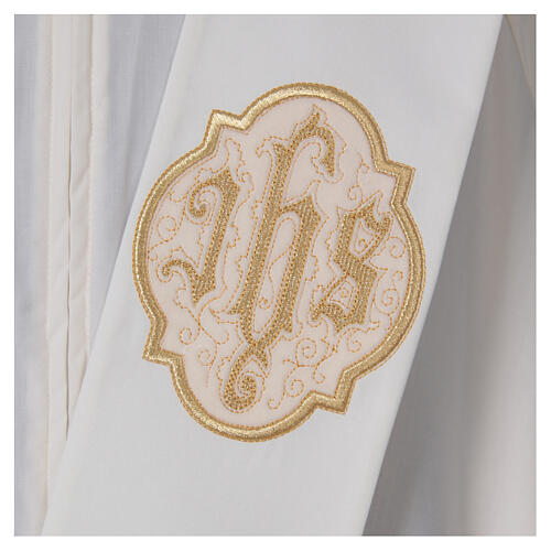 Deacon IHS stole in ivory polyester 2