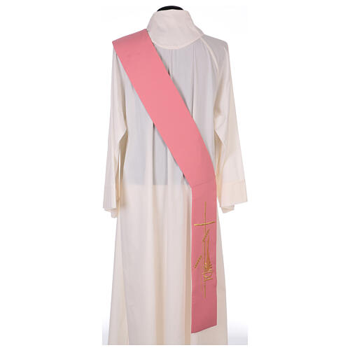 Pink deacon stole, 100% polyester, lamp and cross 4