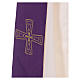 Zweifarbige Diakonstola weiss/violett mit goldenen Kreuz 100% Polyester Gamma s2