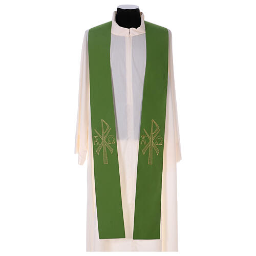 Reversible stole, 100% polyester, Chi-Rho Alpha and Omega Gamma 1