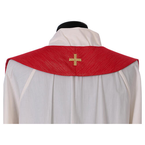 Red stole, dove and gilt threads, 100% polyester 4