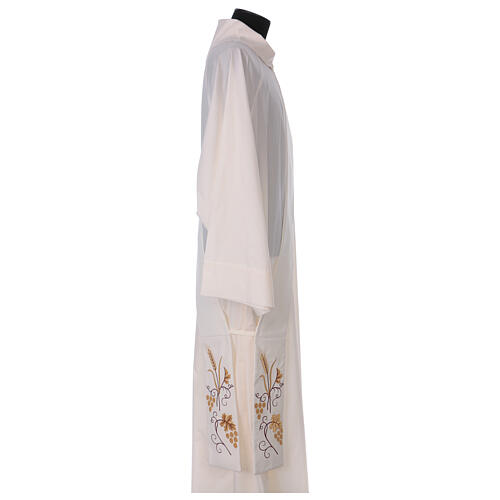 Ivory deacon stole, grapes and ears of wheat, 80% polyester 20% wool 3
