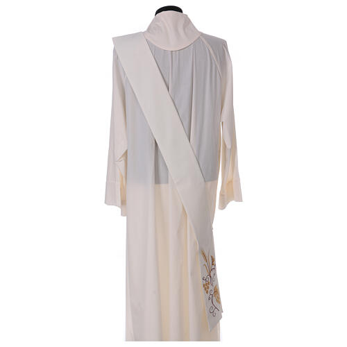 Deacon stole in ivory with grapes and wheat spike 80% polyester 20% wool 4