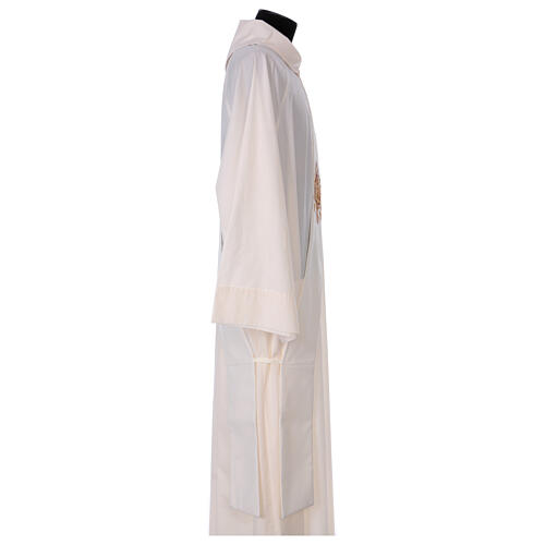 Ivory deacon stole, grapes and ears of wheat IHS, 80% polyester 20% wool 3