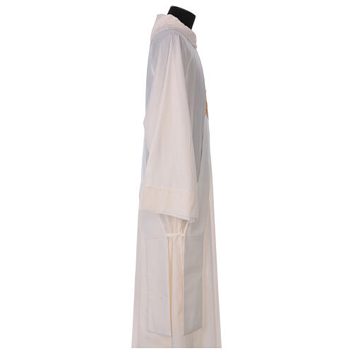 Ivory deacon stole, cross with embossed IHS, 80% polyester 20% wool 3