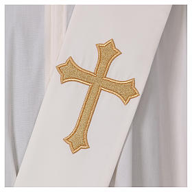 Diakonstola goldenen Relief Kreuz Polyester und Wolle elfenbeinfarbig