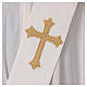 Étole diaconale ivoire croix dorée en relief 80% polyester 20% laine s2
