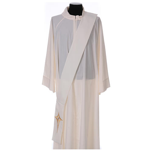 Ivory deacon stole, cross and star, 80% polyester 20% wool 1