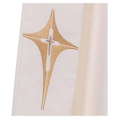 Ivory deacon stole, cross and star, 80% polyester 20% wool 2