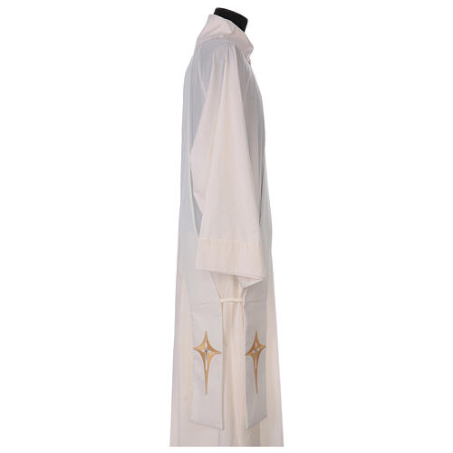 Ivory deacon stole, cross and star, 80% polyester 20% wool 3