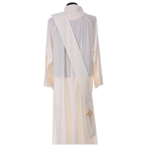 Ivory deacon stole, cross and star, 80% polyester 20% wool 4