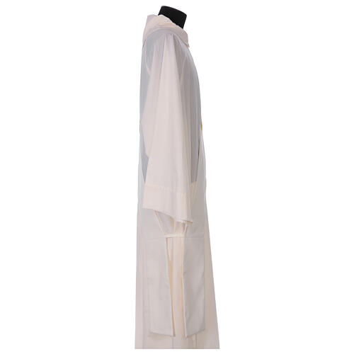 Ivory deacon stole, embossed IHS and cross, 80% polyester 20% wool 3