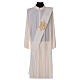 Ivory deacon stole, embossed IHS and cross, 80% polyester 20% wool s1