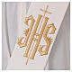 Ivory deacon stole, embossed IHS and cross, 80% polyester 20% wool s2