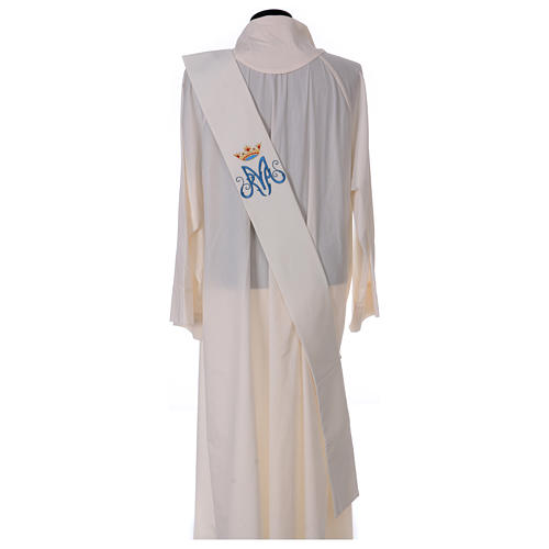 Estola diaconal marfil símbolo mariano con corona 80% poliéster 20% lana 4