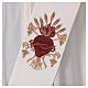 Diaconal stole, ivory colour with Sacred Heart decoration with wheat and grapes s2