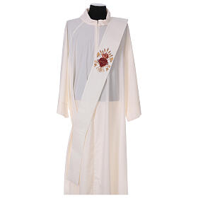 Deacon stole with sacred heart wheat and grapes in poly wool