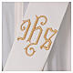 Estola diaconal cor de marfim IHS dourado em relevo 80% poliéster 20% lã s2