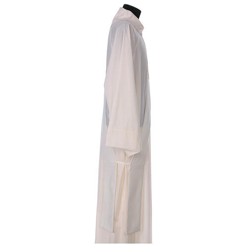 Ivory deacon stole with golden IHS relief, 80% polyester 20% wool 3