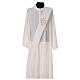 Ivory deacon stole with golden IHS relief, 80% polyester 20% wool s1