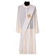 Ivory deacon stole with flower application 80% polyester 20% wool s1