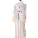 Ivory deacon stole with flower application 80% polyester 20% wool s4