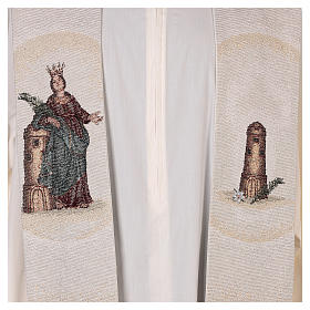 Stola mit Bild von Heiligen Barbara bei Turm elfenbeinfarbig