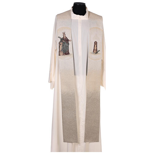 Saint Barbara ivory stole with tower 1