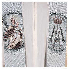 Stola mit Bild der Gottesmutter vom Karmel hellblau