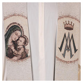 Estola Nossa Senhora do Bom Conselho símbolo marial cor de marfim