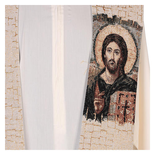 Stola Bild Christus Pantokrator elfenbeinfarbig 2