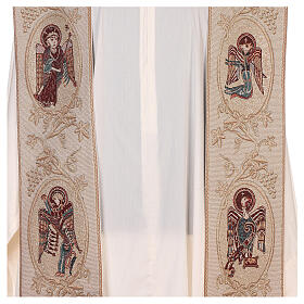 Stole with symbols of the Evangelists, ivory lamé fabric
