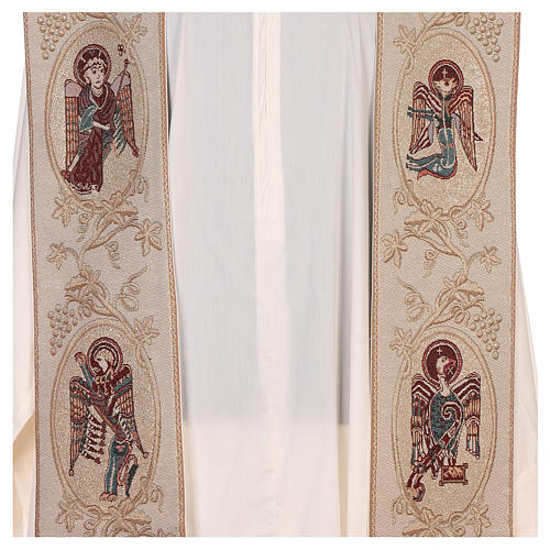 Estola com símbolos dos 4 Evangelistas lamé cor de marfim 2
