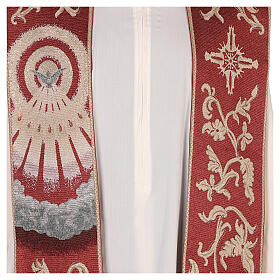 Red Stole with Holy Spirit and gold thread decorations