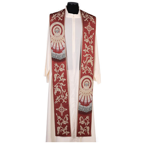 Red Stole with Holy Spirit and gold thread decorations 1