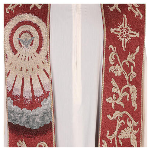 Red Stole with Holy Spirit and gold thread decorations 2