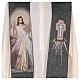 Divine Mercy stole, green fabric, gilt thread s2