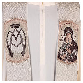 Stuła Matka Boża Czuła i symbol Maryjny kość słoniowa