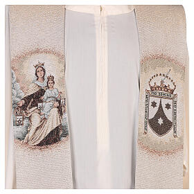 Ivory stole, Our Lady of Mount Carmel and Carmelites' coat of arms