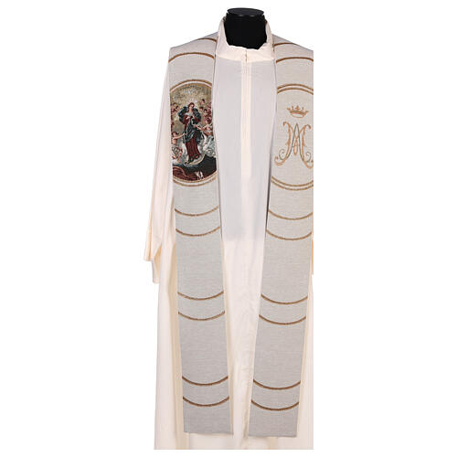 Lamé ivory stole Mary, Untier of Knots 1