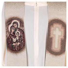 Estola Sagrada Família bordada sobre tecido cor de marfim