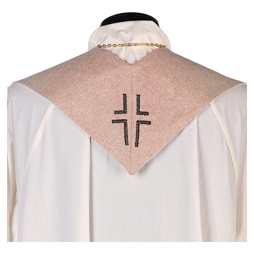 Estola Sagrada Família bordada sobre tecido cor de marfim 3