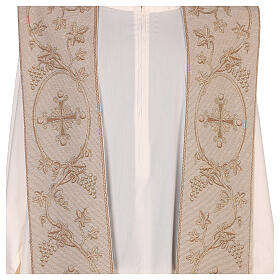 Ivory stole with crosses branches and ivory golden grapes